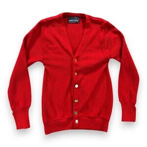 Vintage Arnold Palmer Sweater Adult XS Red Robert Bruce Cardigan Knit USA 80s